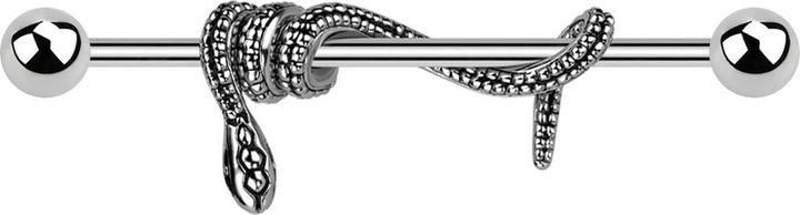 Produktbild Star Piercing Barbell silber mit zwei Kugeln silber Schlange eingewickelt silber (ohne Messing, Chirurgenstahl 316L)