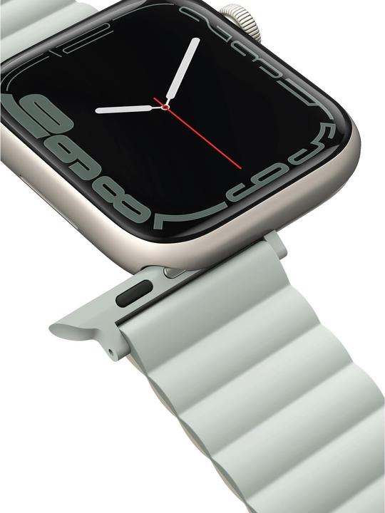 Actual product image Uniq pasek Revix Apple Watch Series 1/2/3/4/5/6/7/8/SE/SE2 38/40/41mm. Reversible Magnetic zielony-b (Silicone, Stainless steel)
