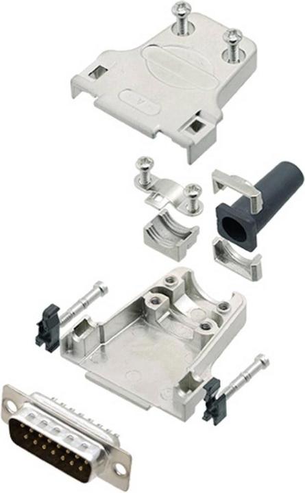 Immagine prodotto Tru Components TCDTZF15DMPK 7709752 Set di connettori D-SUB maschio 180° Numero di poli (num):