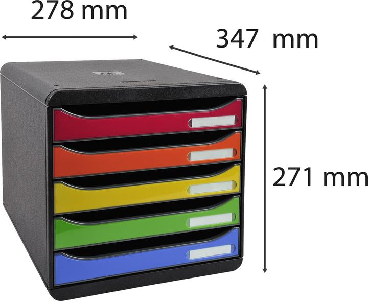 Actual product image Exacompta Drawer box BIG-BOX PLUS, size A4+, 5 half-open drawers with pull-out stop, recessed grip & et... (A4)