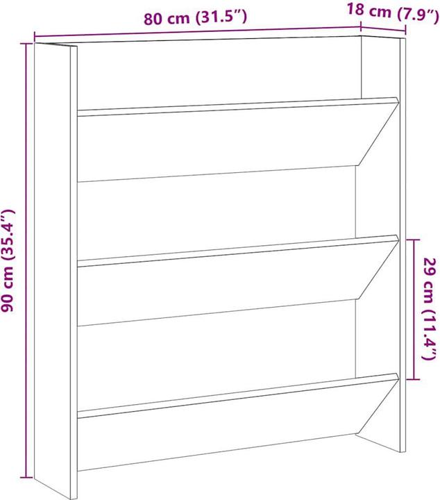 Produktbild VidaXL Wand-Schuhregal Artisan-Eiche 80x18x90 cm Holzwerkstoff (80 x 18 x 90 cm)