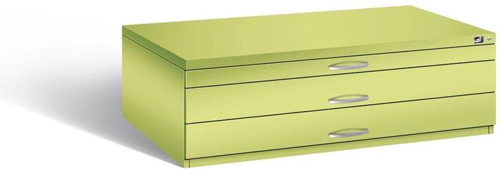 Image du produit C+P Armoire à plans, format A0, 3 tiroirs, hauteur 420 mm, vert viridin.
