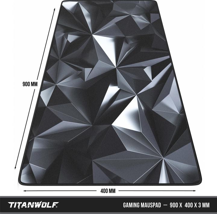 Actual product image Titanwolf Gaming Mouse Pad, 900 x 400mm XXL Mouse Mat, Improves Precision & Speed, Black Crystal (XXL)