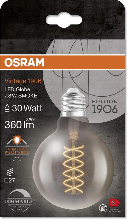 Actual product image Osram Vintage 1906 LED DIM 30 7.8 W/1800 K E27 (E27, 7.80 W, 360 lm, 1 x, G)
