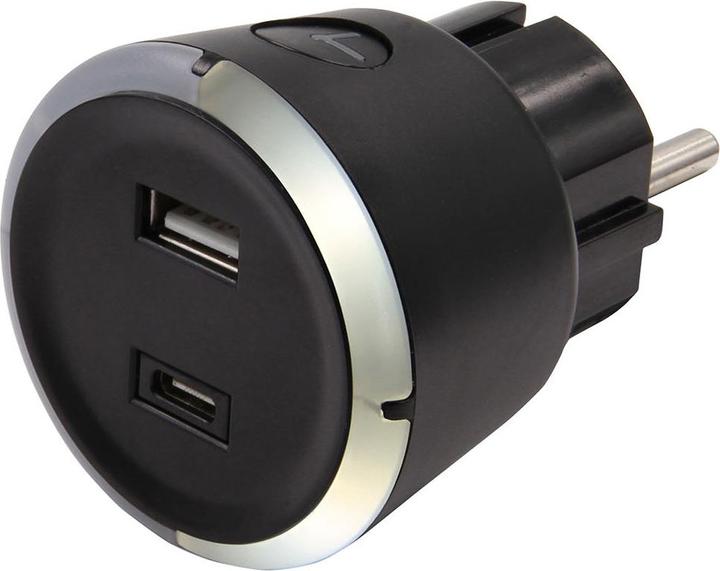 Produktbild Capidi Sicherheitstimer USB A+C 1-4 Stunden 3,4A Schwarz