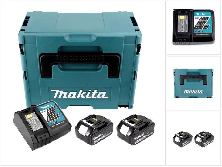 2x Makita BL1860B 6.0 Ah battery ( 197422-4 ), 1x Makita DC18RC charger ( 195584-2 ), 1x Makita Makpac 2 with universal insert ( 200017-5 )