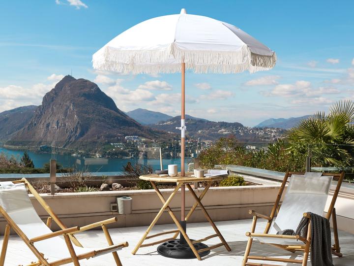 Immagine prodotto Beliani Ombrellone ⌀ 150 cm bianco con mantovana MONDELLO (1.50 m)