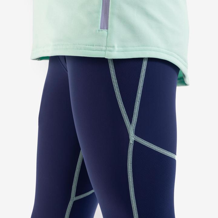 Actual product image Kiprun Kids long running tights with zip - Dry+ 900 dark blue/green (6, 7, 8)