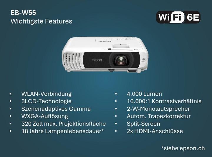 Actual product image Epson EB-W55 (WXGA, 4000 lm, 1.3 - 1.56:1)