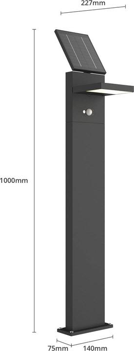 Image du produit Lucande Silvan LED Solcelle Garden Light H100 w/Sensor Graphite (200 lm, IP54)