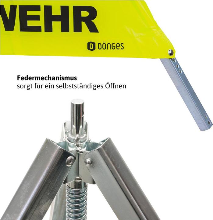 Produktbild Dönges Faltsignal, gelb, 900 mm, gelb, Aufdruck Feuerwehr, Unfall, Ölunfall