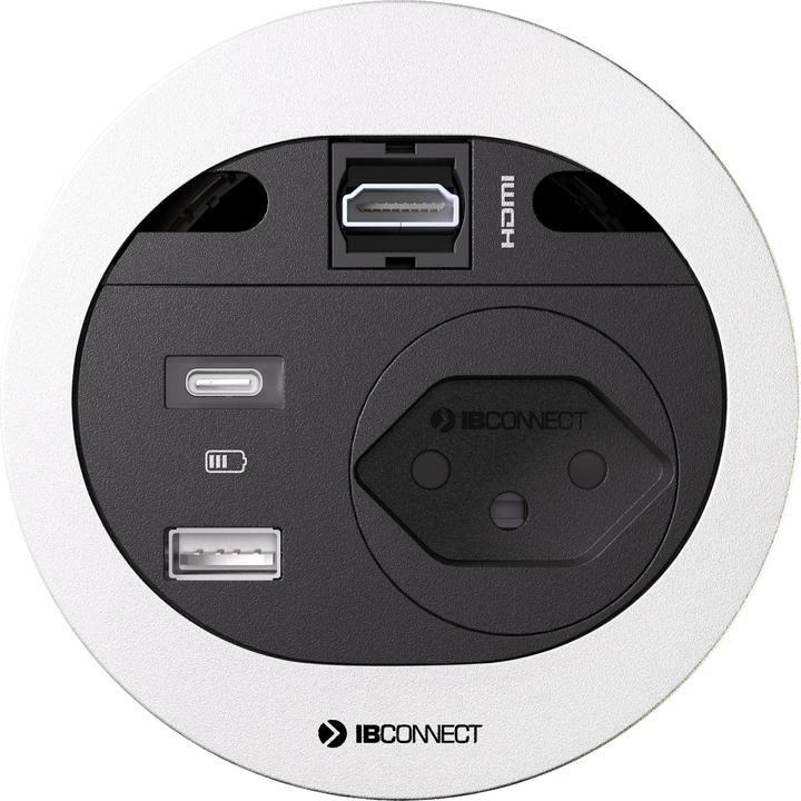 Produktbild IB Connect DIVUS Steckdoseneinheit weiss 1x Typ 13 1x USB A/C 1x HDMI