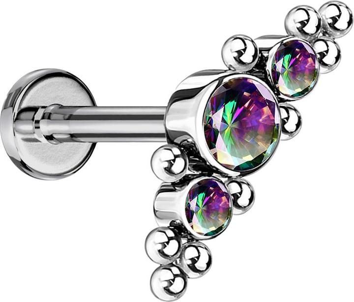 Produktbild Star Piercing Ohrstecker rosegold mit Tropfen Kristall silber (Chirurgenstahl 316Lohne Messing, Titan G23ohne Messing)