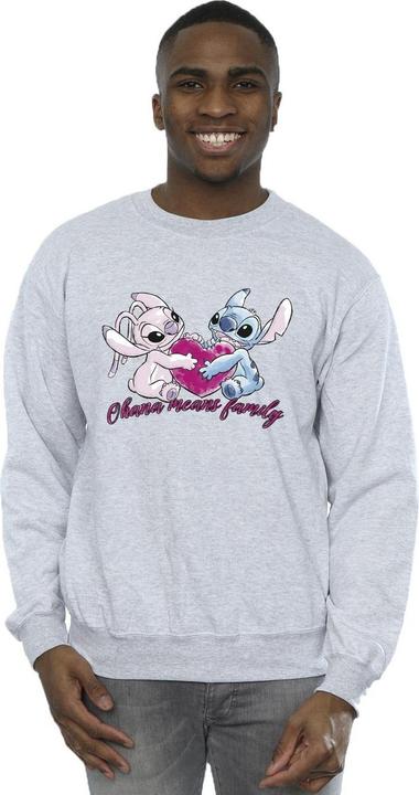 Actual product image Disney Mens Lilo And Stitch Ohana Heart With Angel Sweatshirt (L)