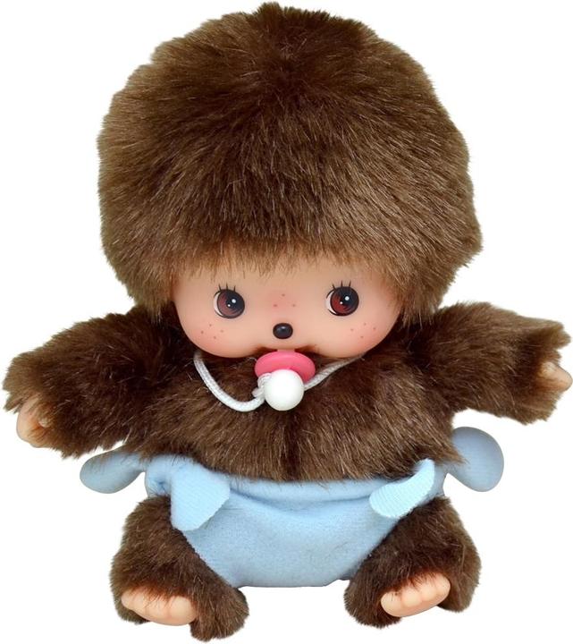 Produktbild Monchhichi Sekiguchi 235370 Original Bebichhichi Junge, aus braunem Plüsch, mit blauer Windel, ca. 15 cm (20 cm)