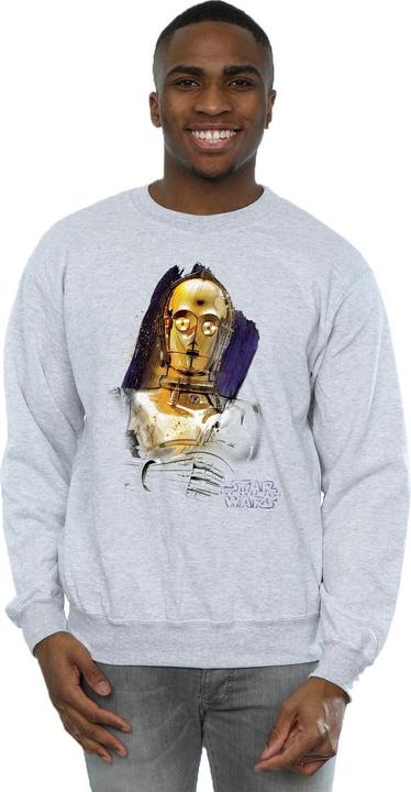 Actual product image Star Wars Mens The Last Jedi C-3PO Brushed Sweatshirt (L)