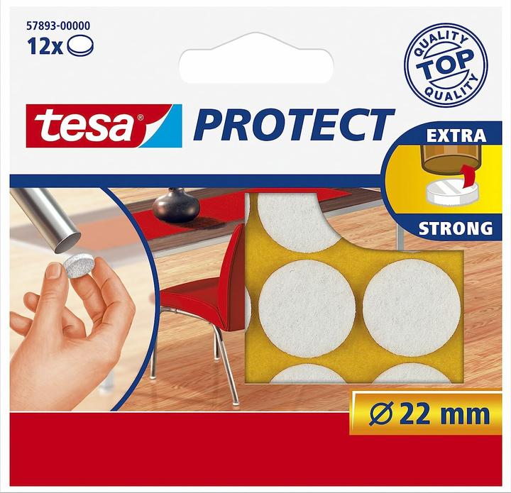tesa PROTECT Filzgleiter rund (Filzgleiter, 12 Stück)