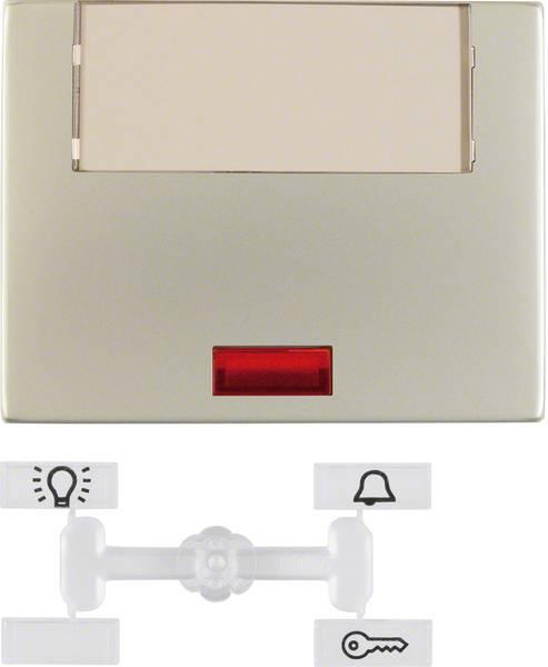 Actual product image Berker Hager K5 - Button with lens Porta Rotulo large stainless steel