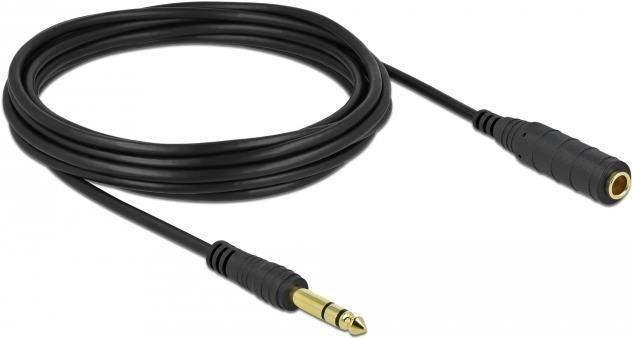 Actual product image Delock Jack extension cable 6.35 mm 3 pin male to female 5 m black (5 m, Extension)