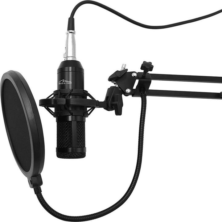 Actual product image Media-Tech STUDIO AND STREAMING MICROPHONE - Professional condenser microphone set (all black) for studio use.