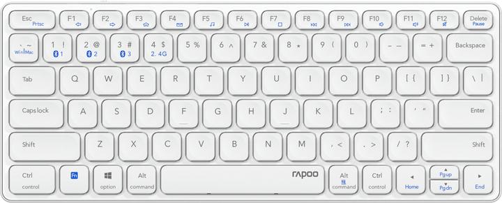 Productafbeelding Rapoo Draadloos multimodaal toetsenbord E9600M, DE indeling, wit (NL, Bedraad)