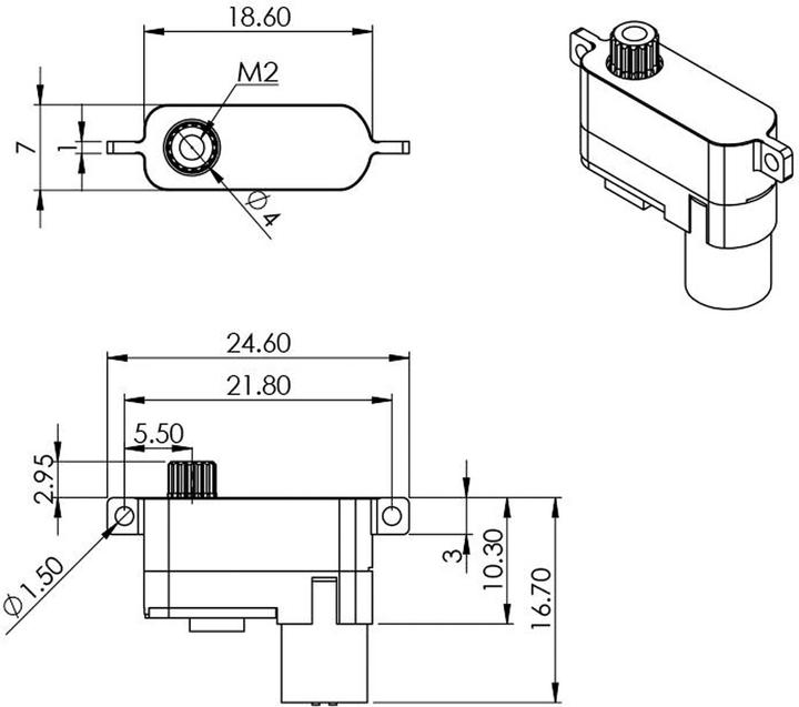 Produktbild Mks hv70 digital servo 7mm breit, 5,4g ideal für f3k, f5k, f5j o.ä. wing servo