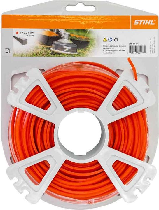 Produktbild Stihl 9302643 Mähfaden quadratisch 2.7mm, 65m, orange (Rasentrimmer, Trimmerfaden + Fadenspule)