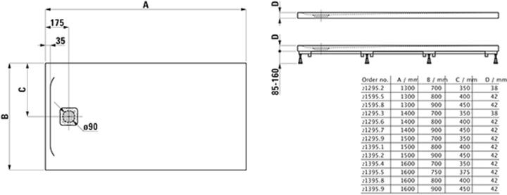 Produktbild Laufen Pro Duschwanne, 1400x800x42mm, H2129560