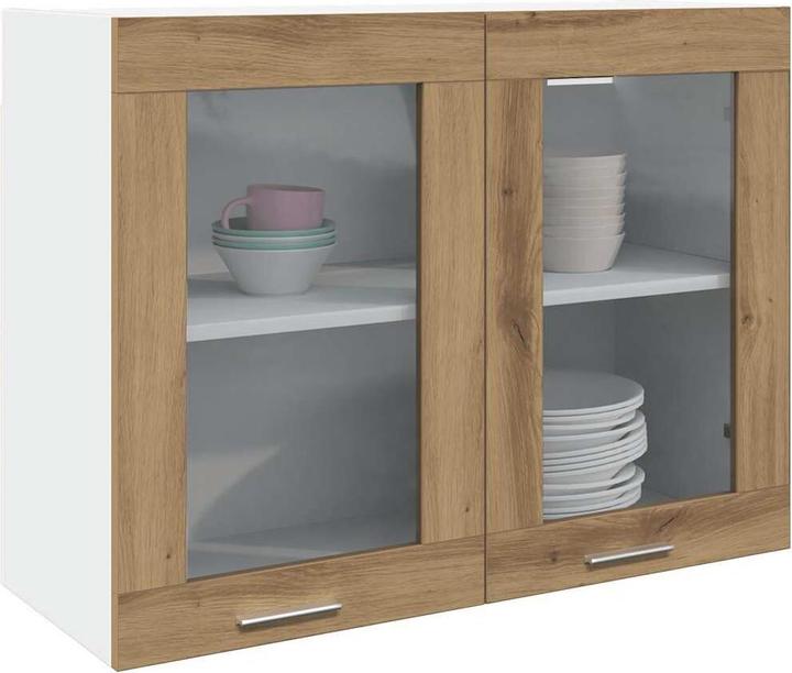 Image du produit VidaXL Hängeglasschrank Artisan-Eiche 80x31x60 cm Holzwerkstoff Küchenschrank (80 x 31 x 60 cm)