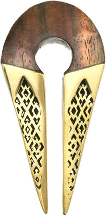 Immagine prodotto Star Piercing Ohrgewicht Schlüsselloch vergoldet zwei Spitzen mit Narra Holz (Organico, Ottone)