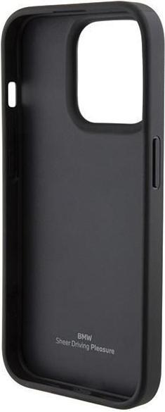 Actual product image BMW BMHCP15L22RDPK iPhone 15 Pro 6.1" czarny/black hardcase Leather Textured & Stripe (Apple iPhone 15 Pro)