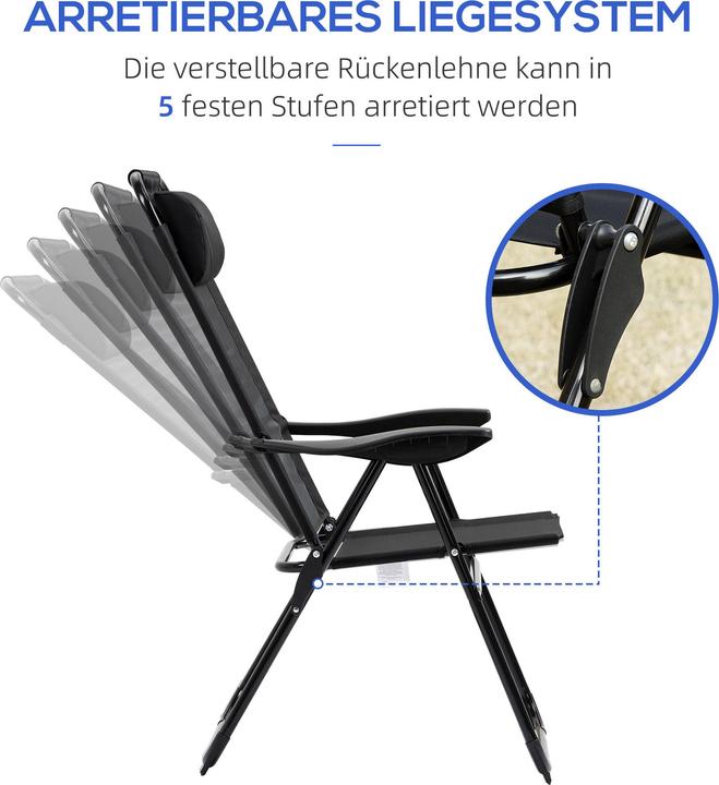 Produktbild Outsunny Klappstuhl Set mit Nackenkissen und verstellbarer Rückenlehne