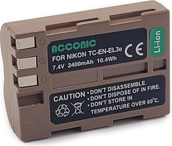 Image du produit Acconic Batterie avec entrée USB-C pour Nikon D700 D300 D200 D100 D80 D70 D50 EN-EL3e PTC (Batterie)