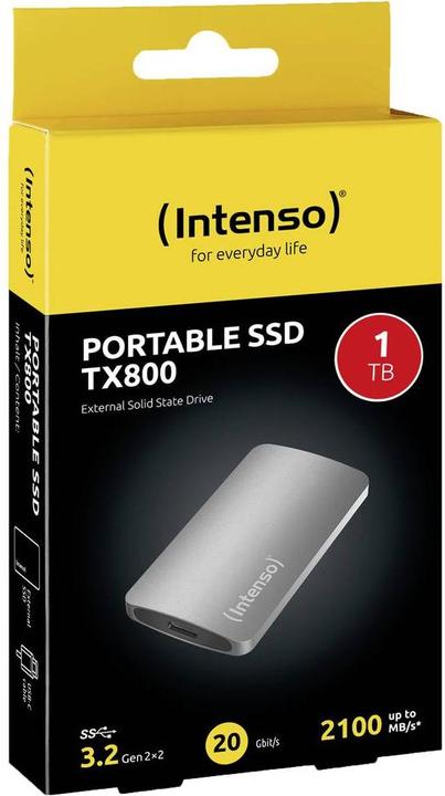 Actual product image Intenso SSD 1.0TB TX800 1.8" USB 3.2 Gen1 Anthracite (1000 GB)