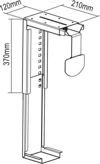 Immagine prodotto Deltaco SH-40, supporto per CPU per montaggio a parete, 25 kg, argento, verticale, 80 - 200 mm, 53 cm