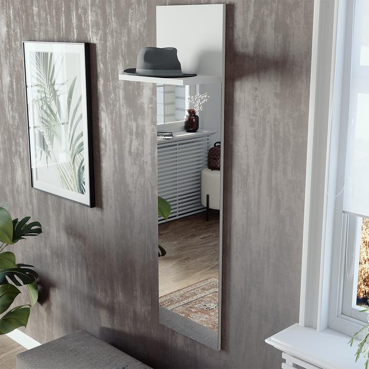 Image du produit Vicco Porte-manteau mural Siri, blanc, 36 x 135 cm avec miroir