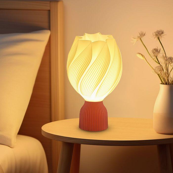 Produktbild Swisshandel24 Tischlampe, LED Tischleuchte mit 3D-Druck blütenähnlichen Lampenschirm Weiss (450 lm, E27)