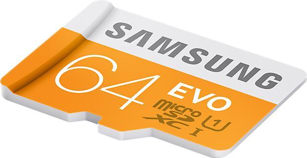 Actual product image Samsung EVO microSDXC with adapter (64 GB, microSDXC, U1, UHS-I)