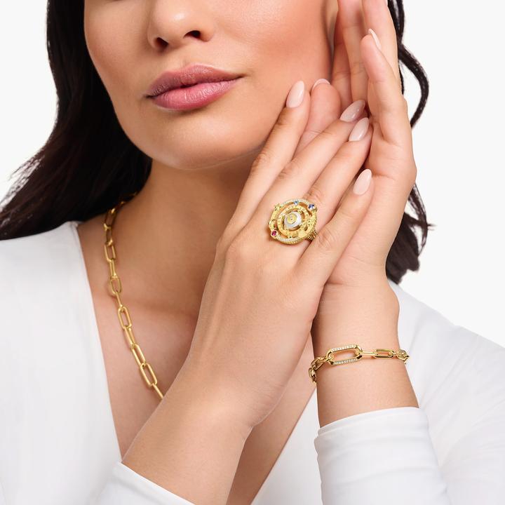Produktbild Thomas Sabo Cocktailring im kosmischen Design mit bunten Steinen vergoldet (58, 925 Silber)