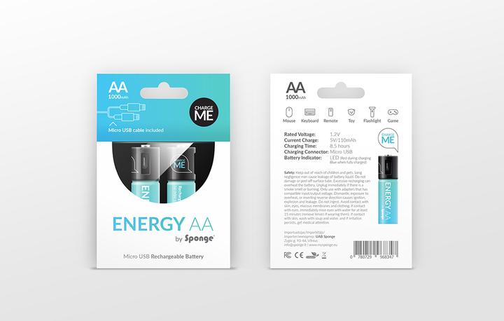 Produktbild Sponge Batteries Energy AA 1000mAh (1 Stk., AA, 1000 mAh)