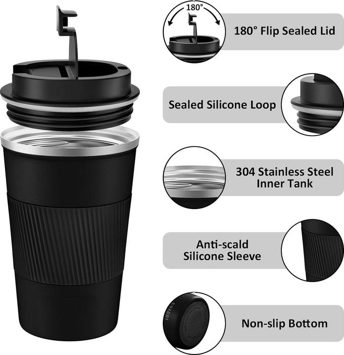 Produktbild ASMI Edelstahl Kaffeebecher, Thermobecher, Auto-Tumbler-Becher, 500ml (0.50 l)
