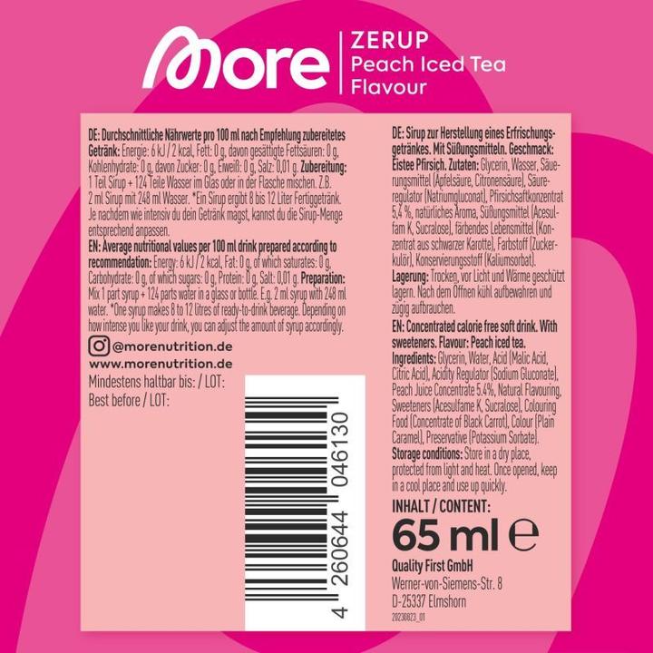 Nutritional values and ingredients More Nutrition Zerup Zero - Syrup (65ml) (1 x 65 cl)