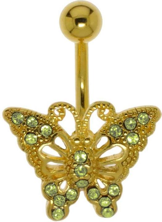 Produktbild Bijouteria Bauchpiercing (Chirurgenstahl 316L, Kristall, Messing, PVD Beschichtung (goldfarbig))