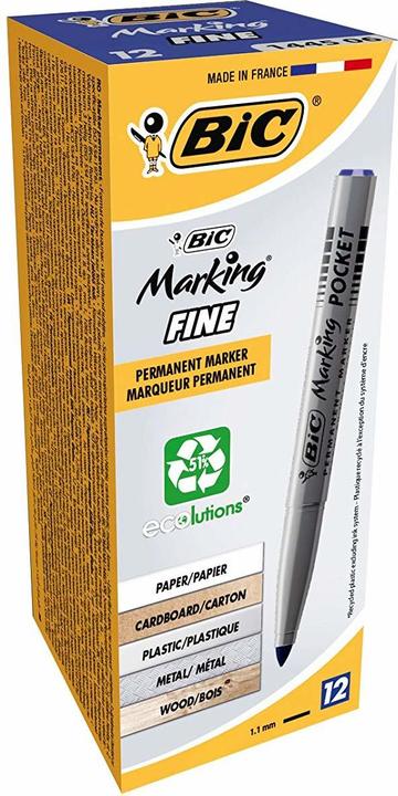 Bic Permanent-Marker Marking Fine ECOlutions, blau (Blau, Silber, 1.10 mm, 12 x)