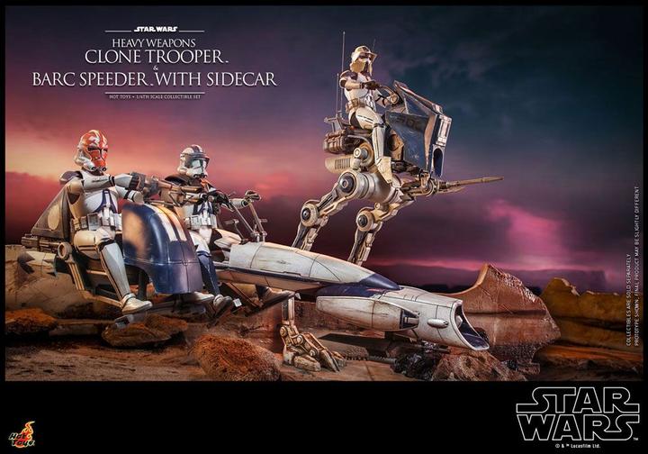 Actual product image Hot Toys Star Wars The Clone Wars figurine 1/6 Heavy Weapons Clone Trooper & BARC Speeder with Sidecar 30 cm
