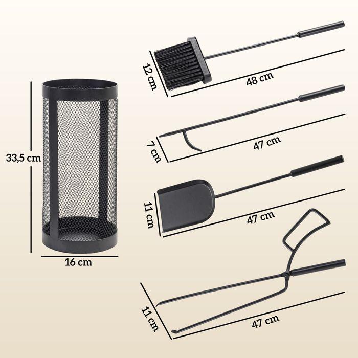 Actual product image Swisshandel24 Kaminbesteck Set Kaminzubehör mit Besen, Schaufel, Zange, Schürhaken und Korb