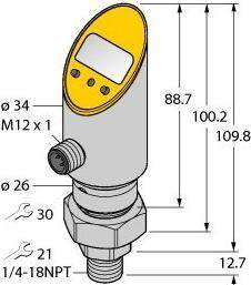 Produktbild Turck Drucksensor verdrehbar mit 2Transistorschaltausgängen PS025V-503-2UPN8X