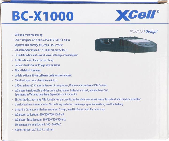 Immagine prodotto XCell Caricatore rapido BC-X1000 LCD digitale (2 pz., AA, AAA, Caricabatterie senza batteria)