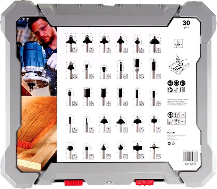 Actual product image Bosch Professional Zubehör Freehand burr set. 8 mm shank. 30 pieces