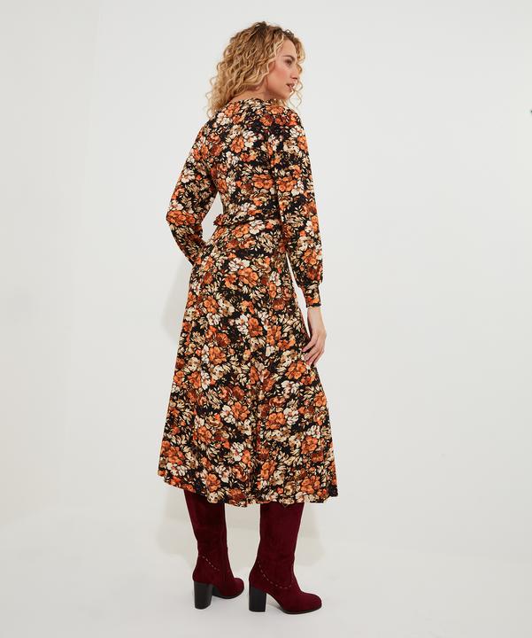 Actual product image Joe Browns PETITE Autumnal Floral V-Neck Midi Dress (38)